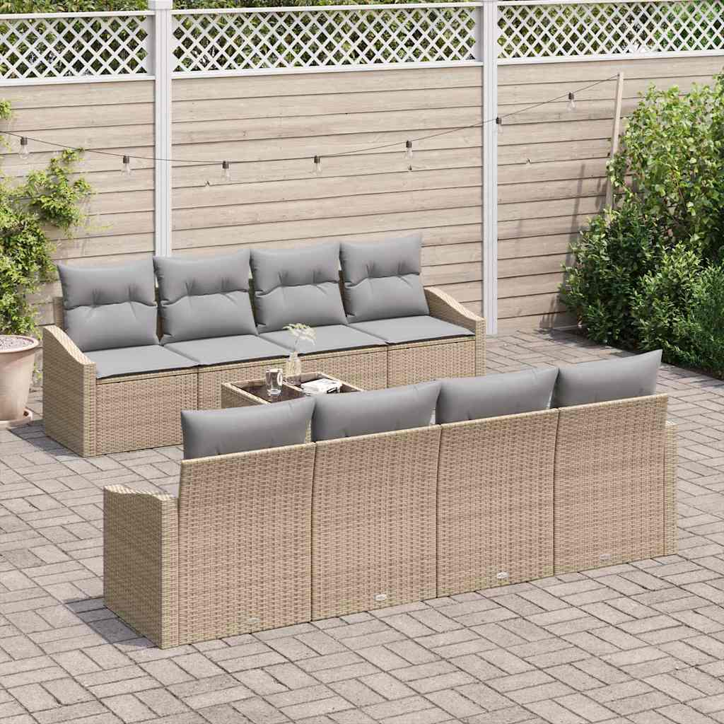 Garten-Sofa-Set mit Kissen 7 pcs Beige und Grau 55 x 55 x 37 cm